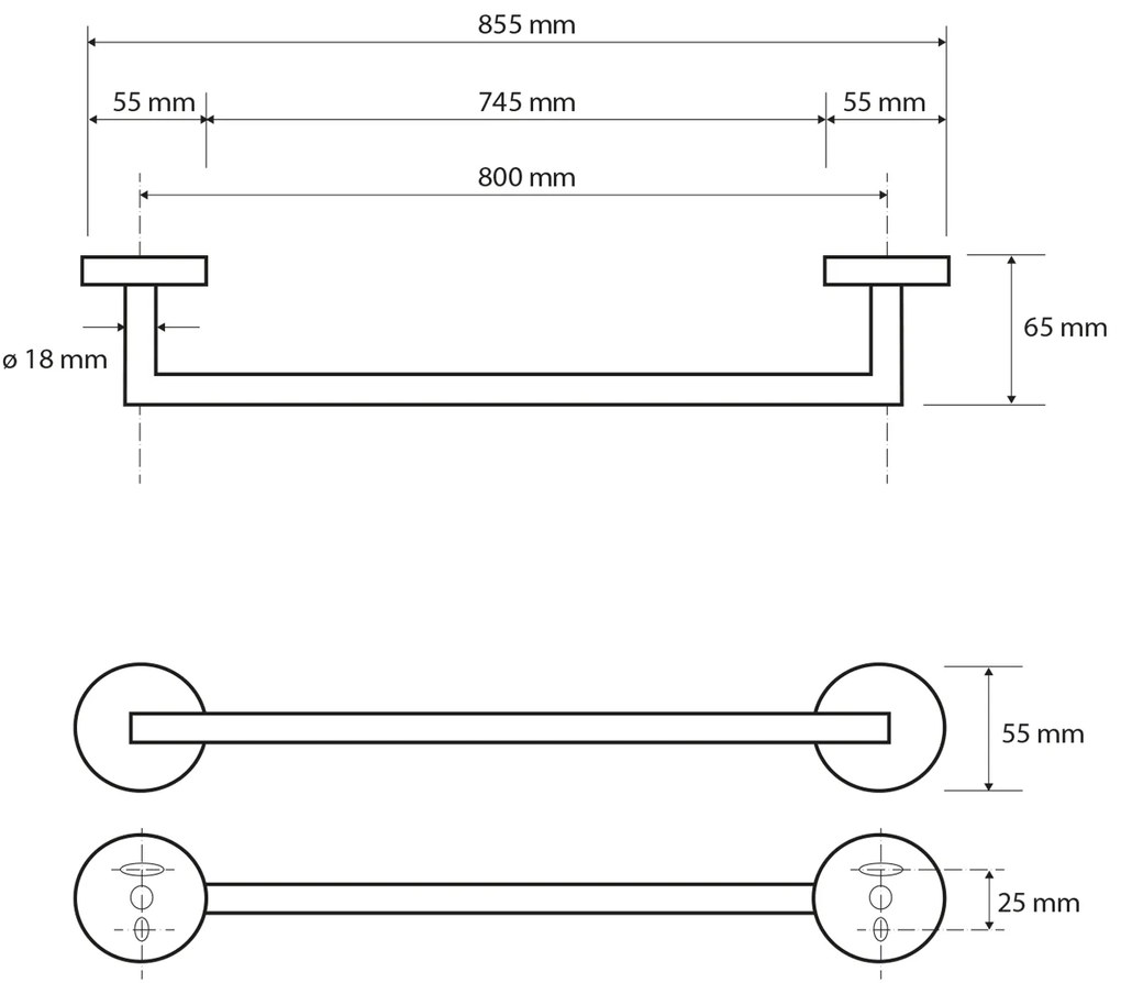 Sapho Sapho, X-ROUND držiak na uteráky 855mm, chróm