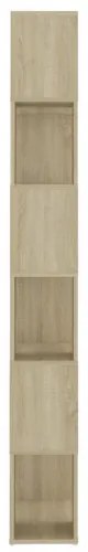 vidaXL Knižnica/deliaca stena biela a dub sonoma 60x24x186 cm drevotrieska-
