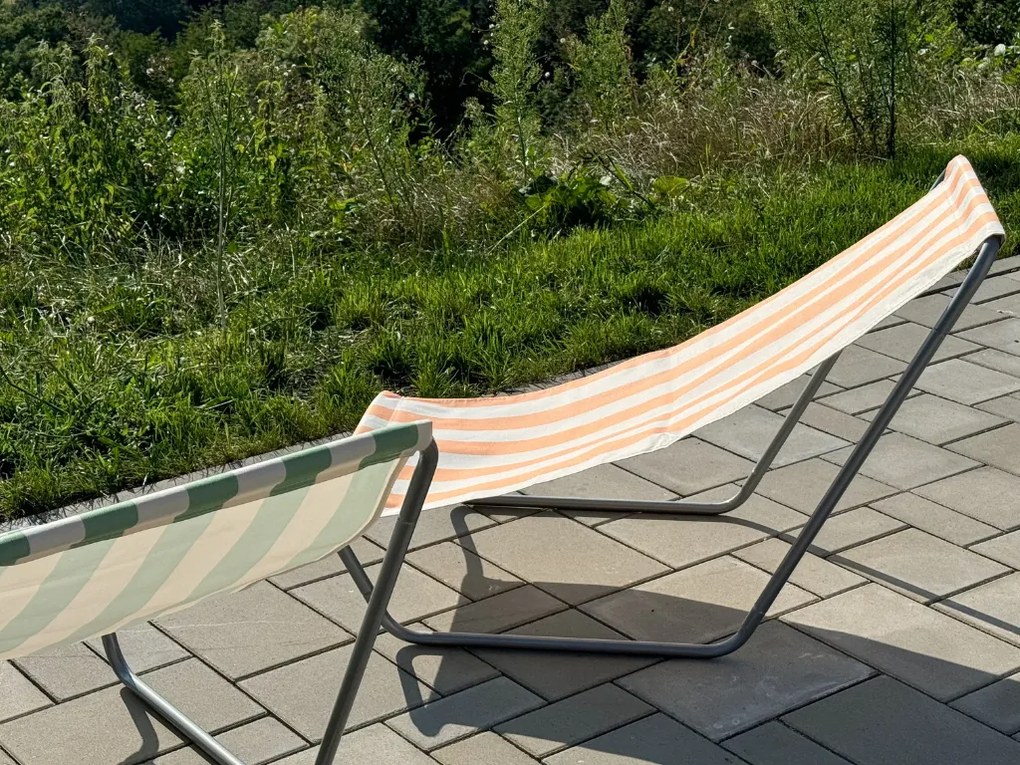 Súprava 2 ks skladacích plážových ležadiel SAND, modré pruhy