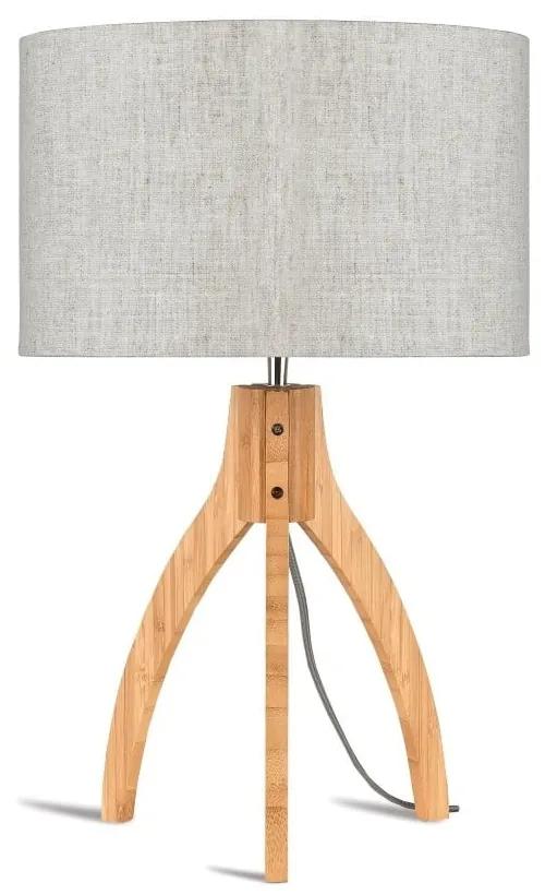 Stolová lampa so svetlobéžovým tienidlom a konštrukciou z bambusu Good&Mojo Annapurna