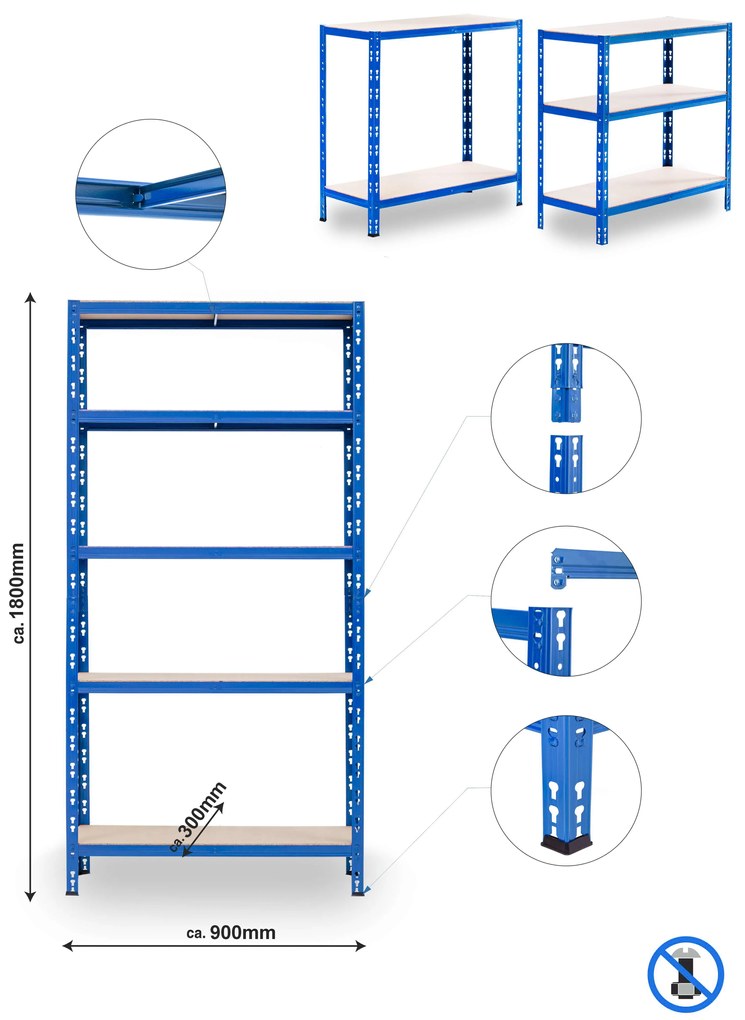 Trestles Balíček 10xSUPER HIT - Policový regál 1800x900x300 Farba: Biela