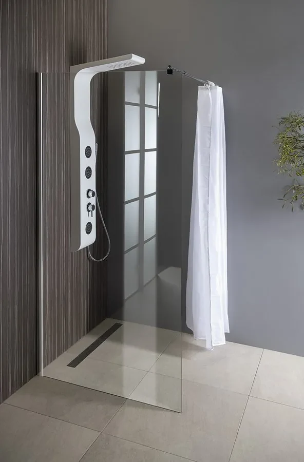 Aqualine Aqualine, WALK-IN stena na inštaláciu na múr so vzperou, jednodielna, 900 mm, sklo číre, WI091