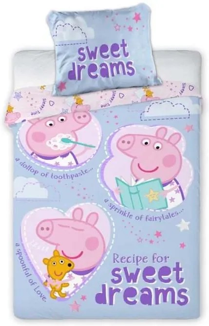 Obliečky do postieľky Peppa Pig Sladké sny, 135x100 cm