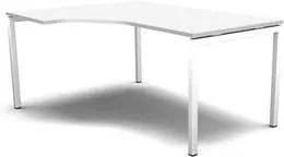 Stôl pracovný - ergo ľavý, doska biela, podnož biela