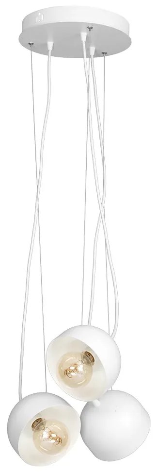 Závesné svietidlo Ron, 3x biele kovové tienidlo, w