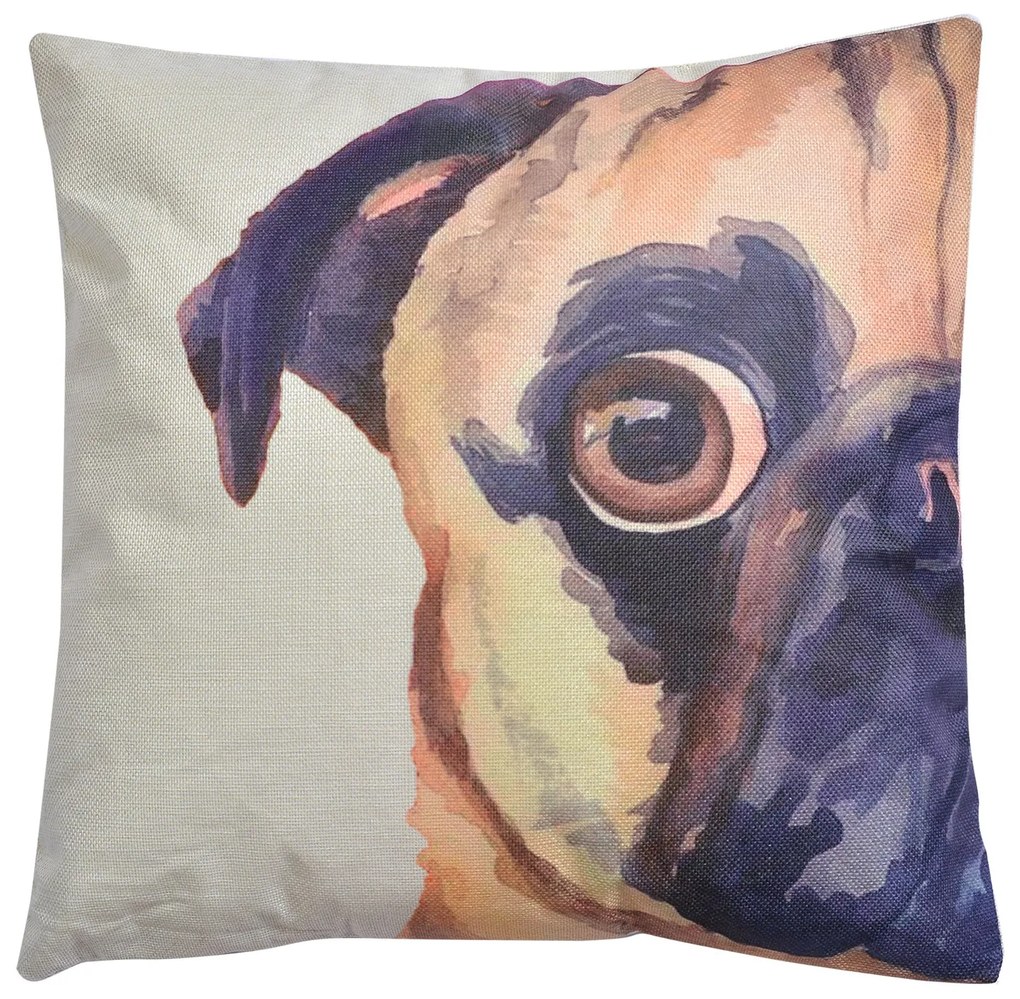 Dekoračný vankúš s výplňou Mops - 43 * 43 cm