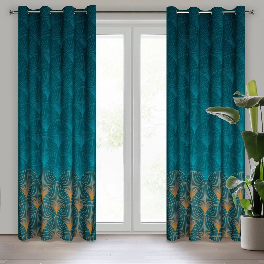 ZATEMŇOVACÍ ZÁVES LIMITED COLLECTION LOTOS 140X250 CM TYRKYSOVÁ