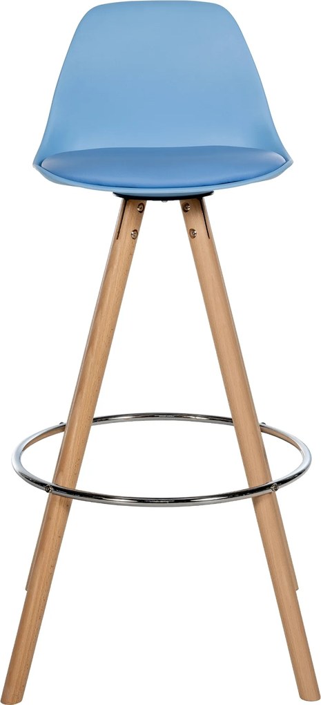 Barová stolička Corbin Round - koženka, natura rám - modrá