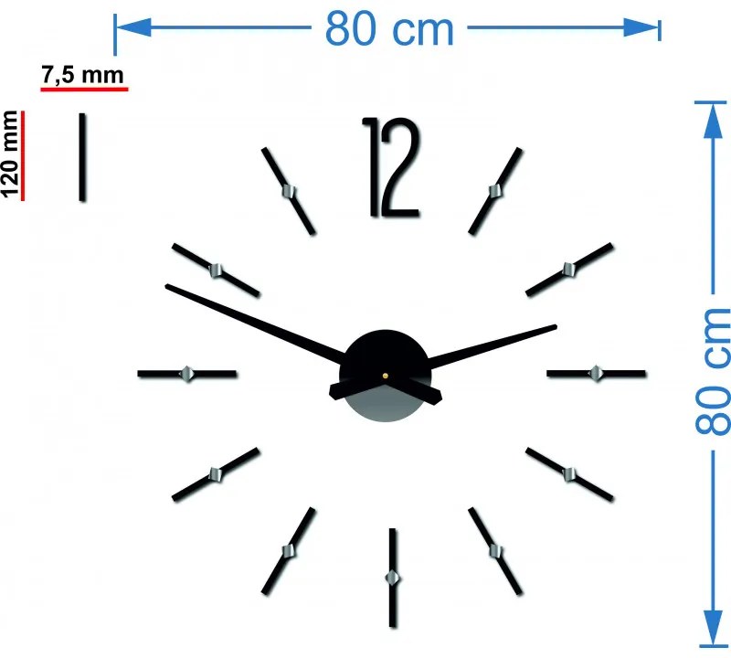 Nalepovacie hodiny na stenu aj čierne I SENTOP 12P062