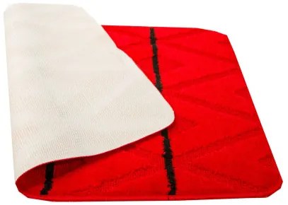 Sada kúpeľňových koberčekov PALMA červená / čierna, kosoštvorce
