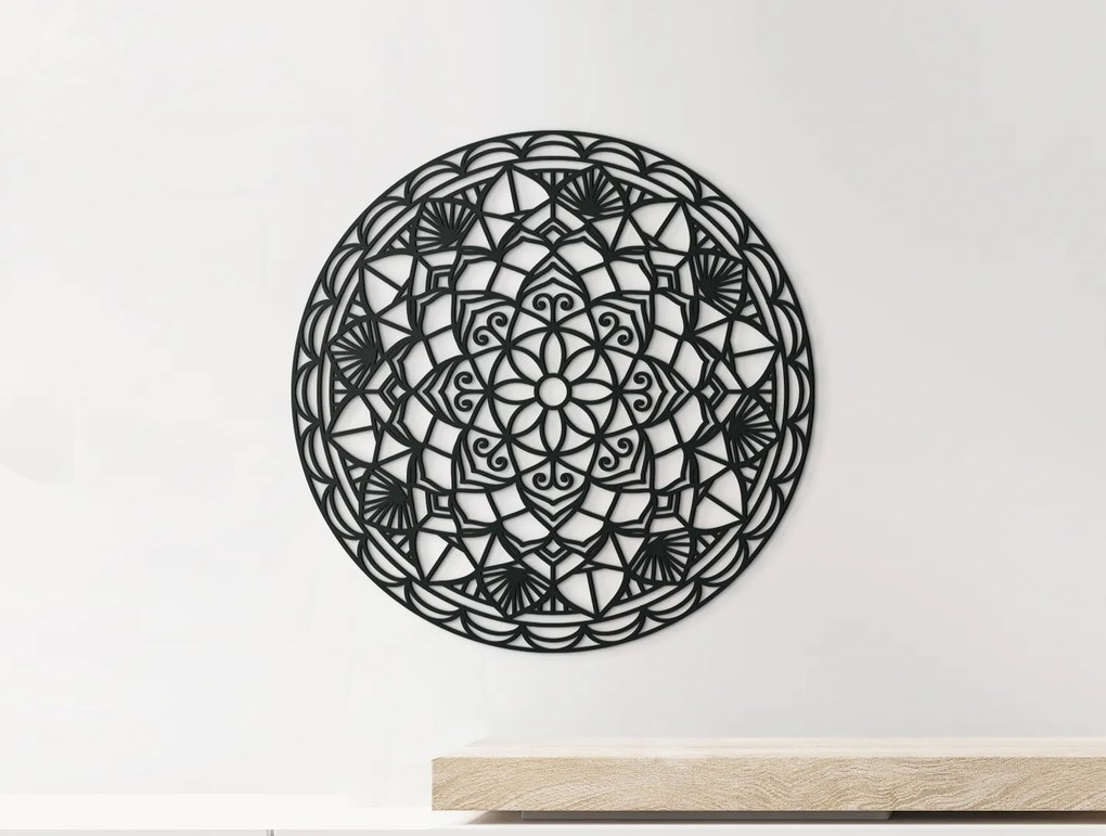 drevko Drevená mandala Kruh Rozmer obrazu: 44,5 x 44,5 cm, Farba dekorácie: Čierna