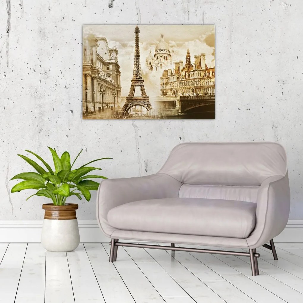 Sklenený obraz - Parížske pamiatky (70x50 cm)