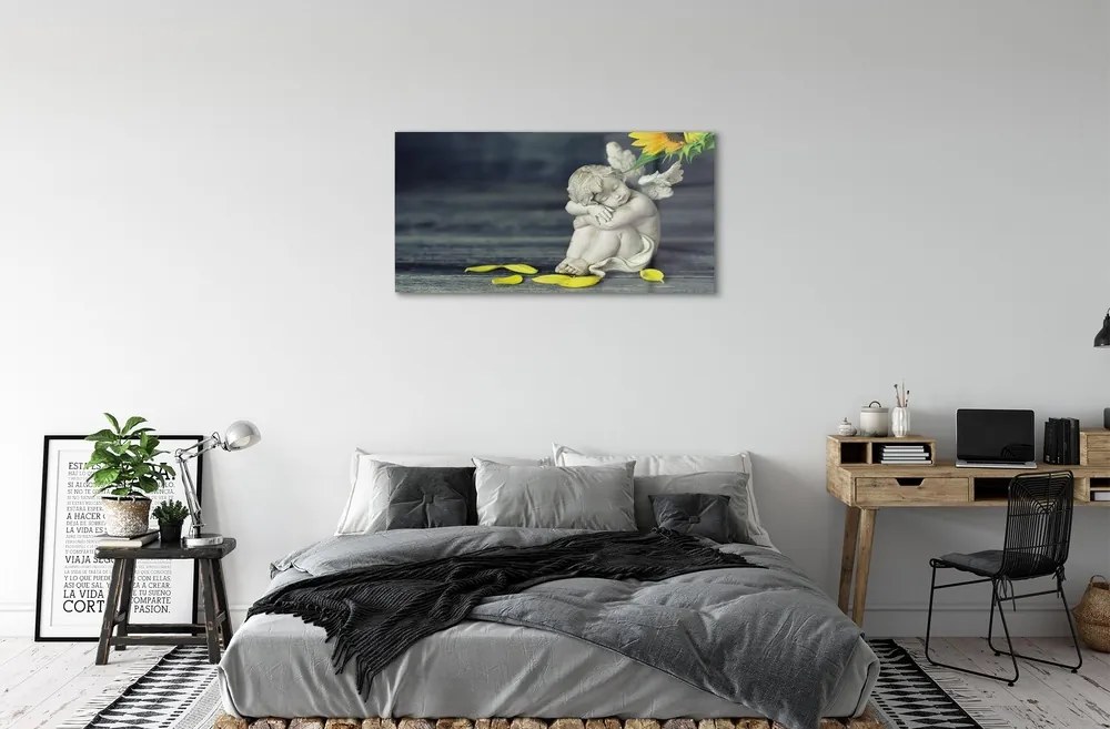 Sklenený obraz Spacie anjela slnečnica 100x50 cm