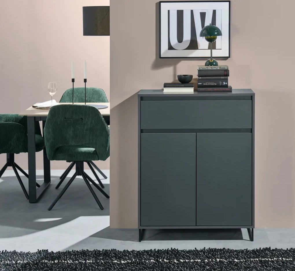Komoda so šuplíkom Cologne, 80 cm, antracitová