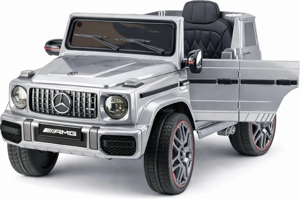 LEAN CARS Elektrické autíčko Mercedes AMG G 63 strieborné lakované