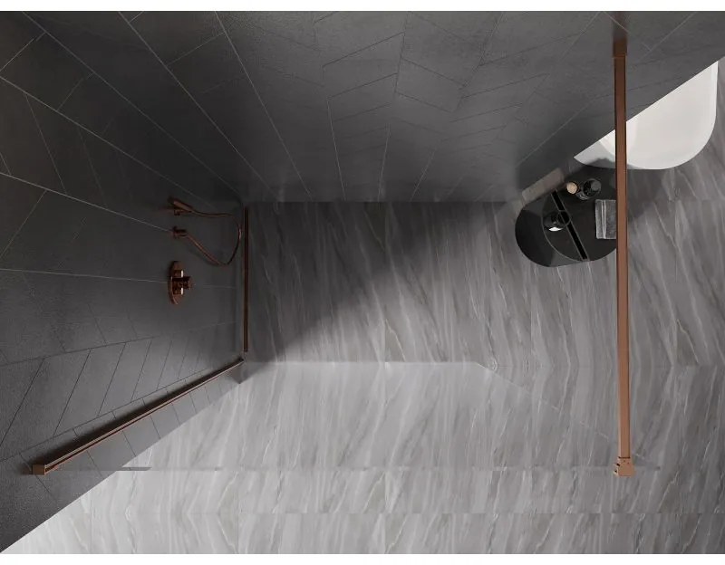 Mexen, Mexen Kioto-X sprchová stena 80 x 200 cm, transparentná 10 mm, brúsená meď - 800-080-101-65-00-X