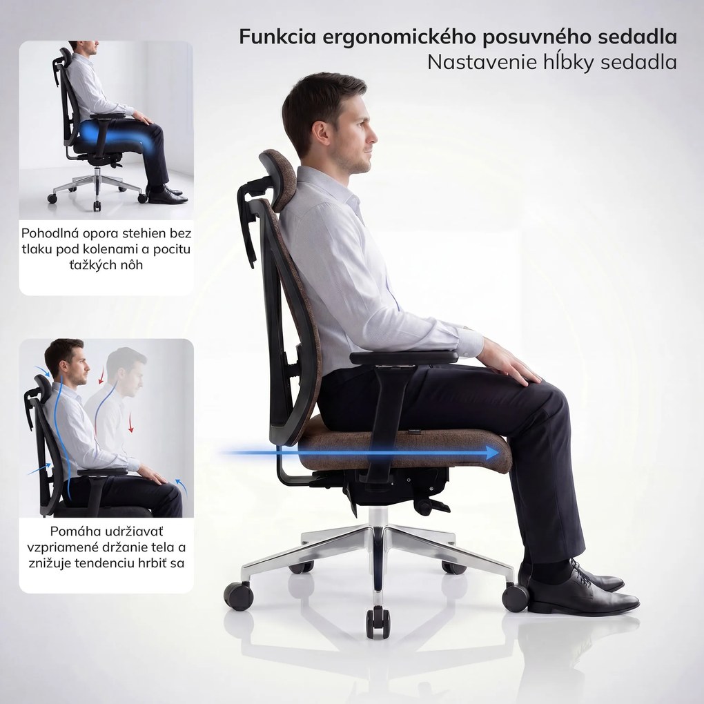 Ergonomická kancelárska stolička hnedá VECTOR
