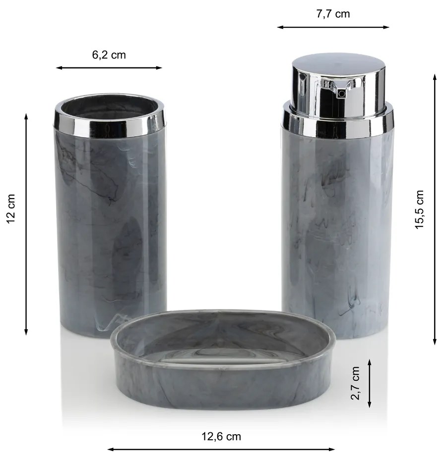Sada kúpeľňových doplnkov Gris, šedá/s chrómovou povrchovou úpravou