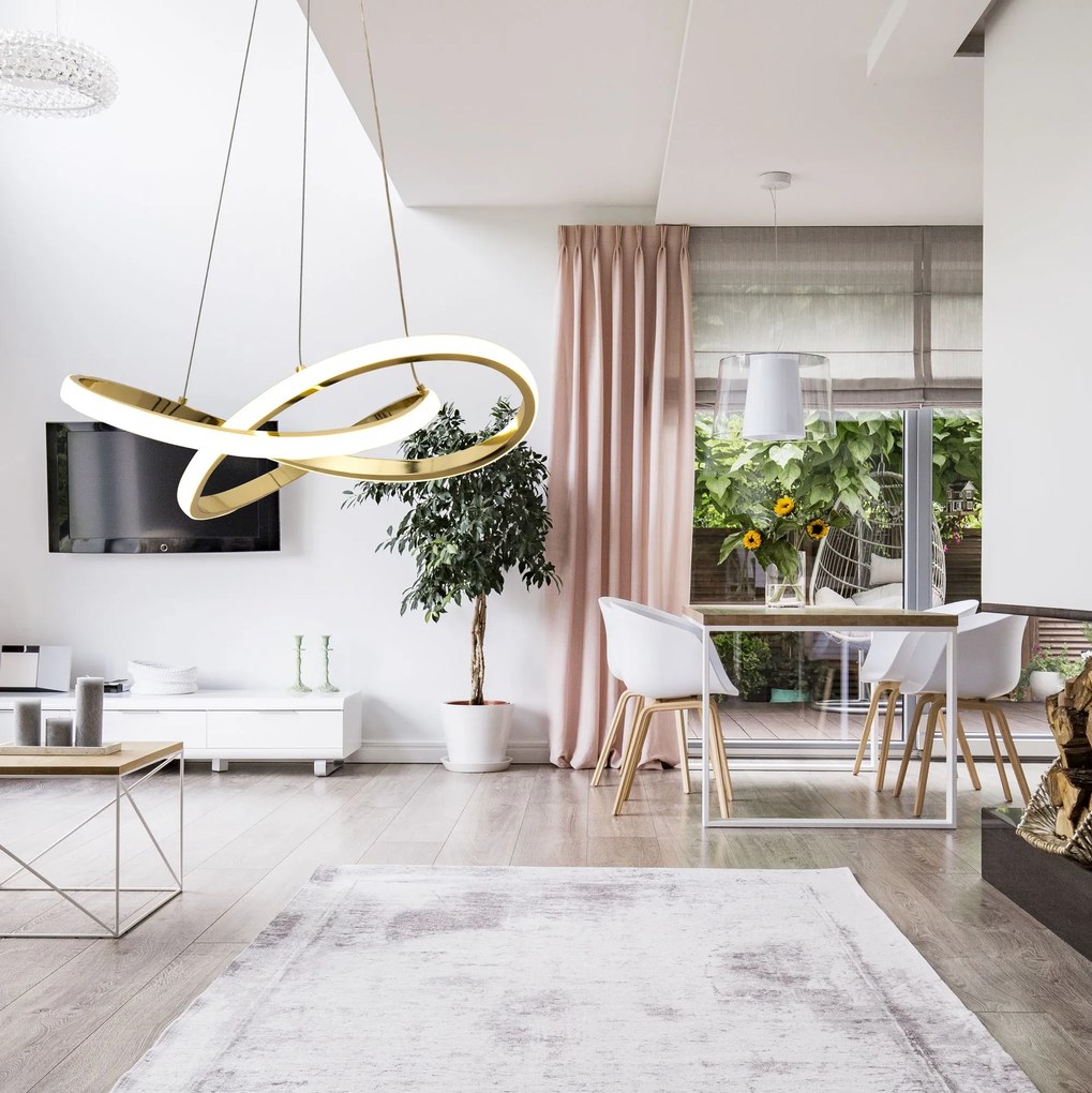 Toolight - Moderné LED kruhové závesné stropné svietidlo + diaľkové ovládanie APP390-CP, zlatá, OSW-06906