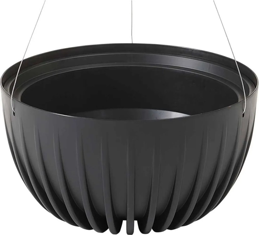 Závesný kvetináč STRIPPED Eco 29,8x15,6 cm čierny