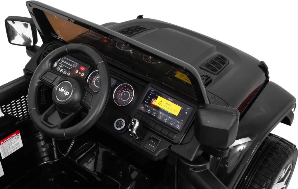 Ramiz Jeep Wrangler Rubicon terénne auto na batérie pre deti čierne + diaľkové ovládanie + 4x4
