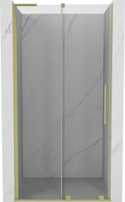 Mexen Velar L, posuvné sprchové dvere do otvoru 110 cm, 8mm číre sklo, zlatá matná, 871-110-003-01-55