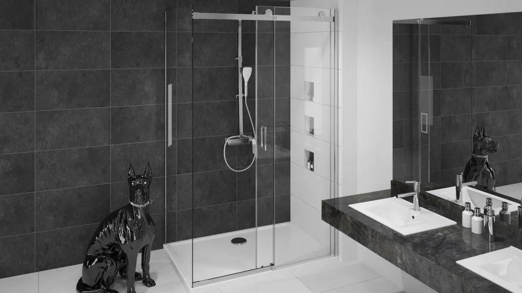 Rea Nixon, sprchovací kút s posuvnými dverami 100(dvere) x 90(stena), pravý, číre sklo, chrómový profil, KPL-00416