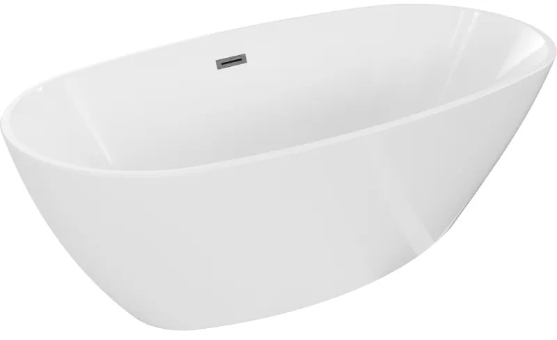 Mexen Eris, voľne stojaca vaňa 155 x 80 cm, biela, grafitový prepad, 53441558000-66