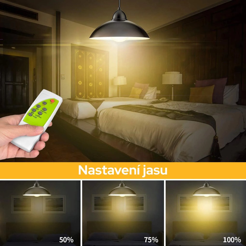 Bezdoteku LEDSolar 12 solárna závesná lampa na záhradu s diaľkovým ovládaním, iPRO, 8W, studená farba