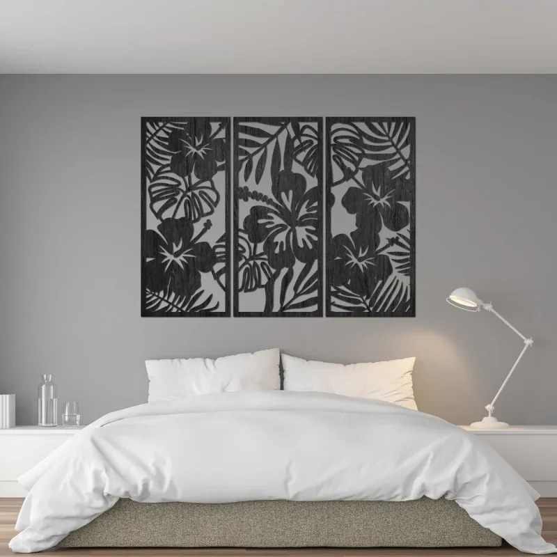 3-dielny drevený obraz Kvet Ibištek | SENTOP PR0530