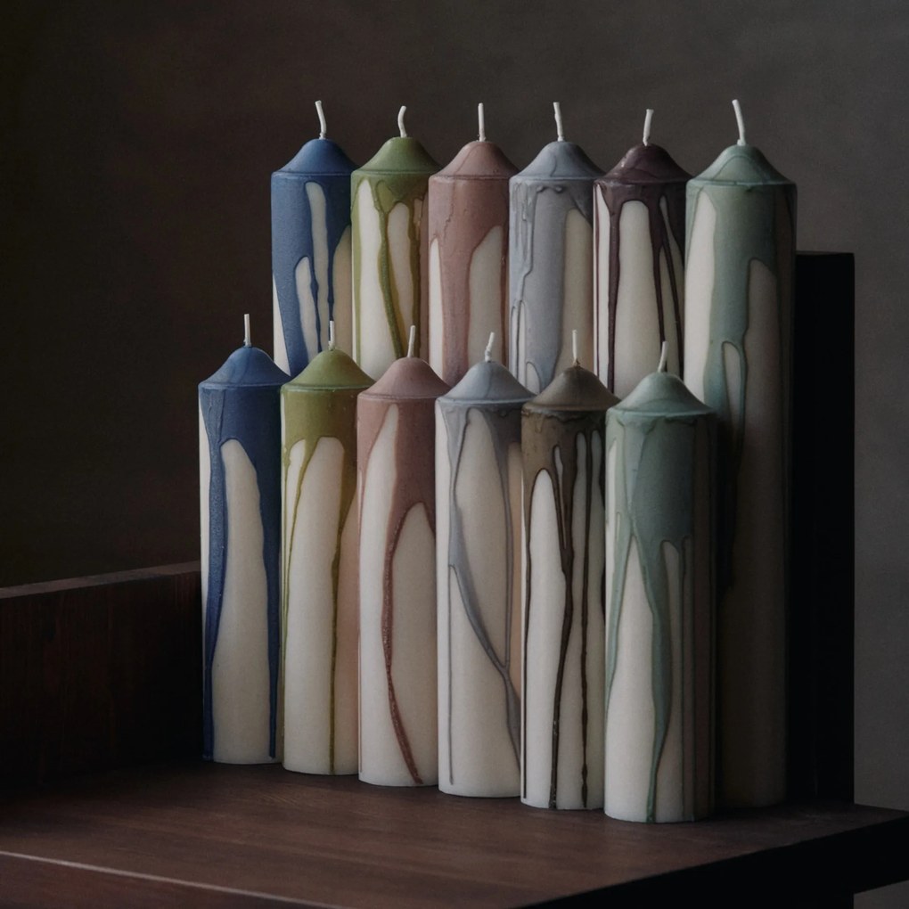 Ferm Living Sviečka Dryp Pillar Beige 20 cm