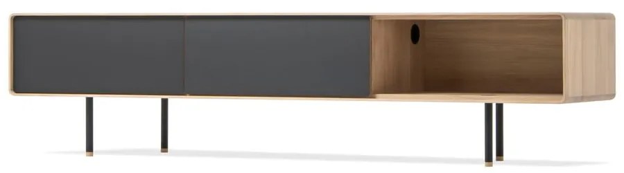 Čierny/v prírodnej farbe TV stolík z dubového dreva 200x48 cm Fina – Gazzda