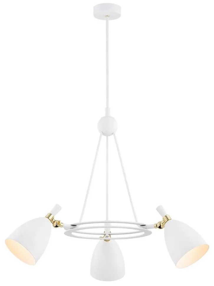 Argon 6148 - Luster na tyči CHARLOTTE 3xE27/15W/230V biela/zlatá