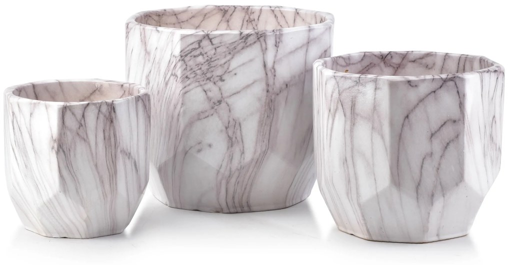 Súprava 3 kvetináčov Neva XIV biela/fialová