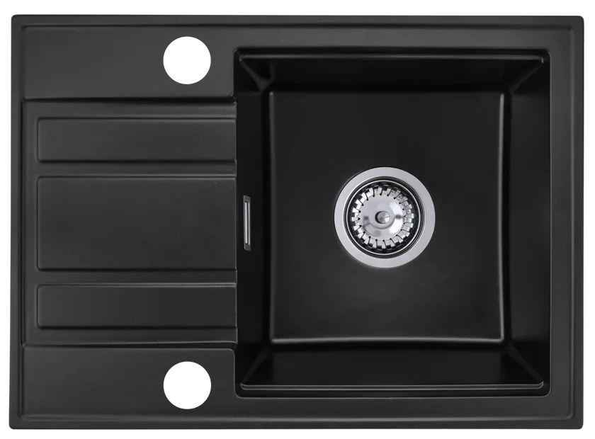 Gamma Modern 6040, 1-komorový granitový drez 580x420x185 mm s krátkym odkvapkávačom, čierna, GMA-ZM-6040-BK