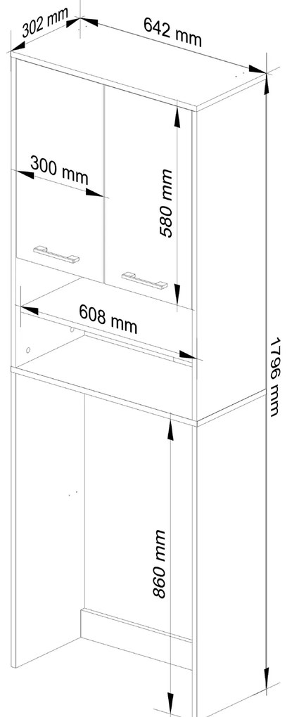Kúpeľňová skrinka nad práčku FIN dub artisan