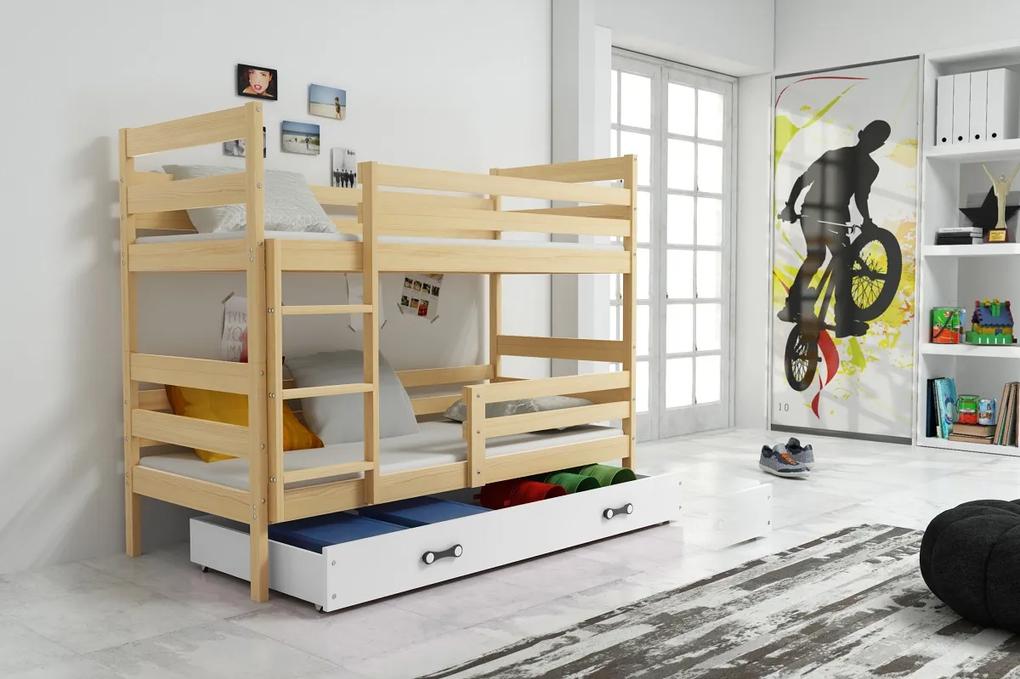 Detská poschodová posteľ ERYK | borovica Farba: Borovica / biela, Rozmer.: 200 x 90 cm