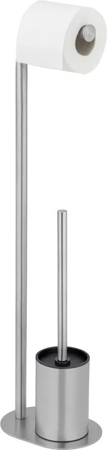 Stojan na toaletný papier s kefou z nehrdzavejúcej ocele v matne striebornej farbe Levante – Wenko