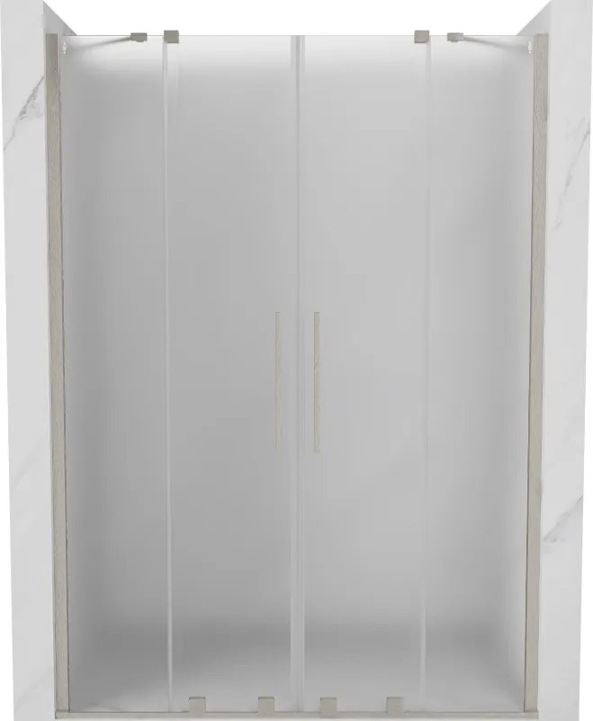 Mexen Velar Duo, posuvné sprchové dvere do otvoru 160 cm, 8mm sklo námraza, brúsená oceľ, 871-160-000-32-97