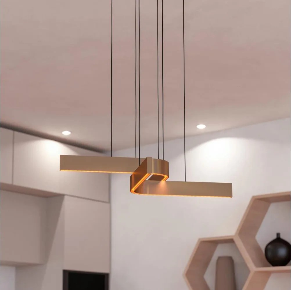 Eglo 901864 - LED RGBW stmievateľný závesný luster na lanku FOLCINO-Z 2xLED/18W/230V medená/čierna