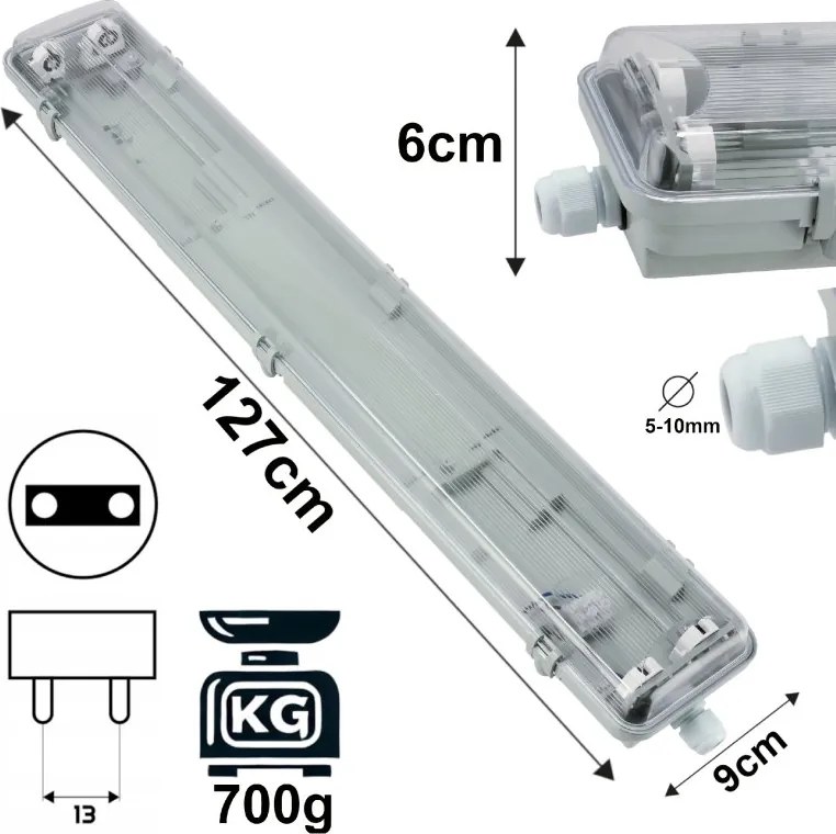 SADA 4 x hermetických LED lámp 120 cm do dielní so žiarivkami