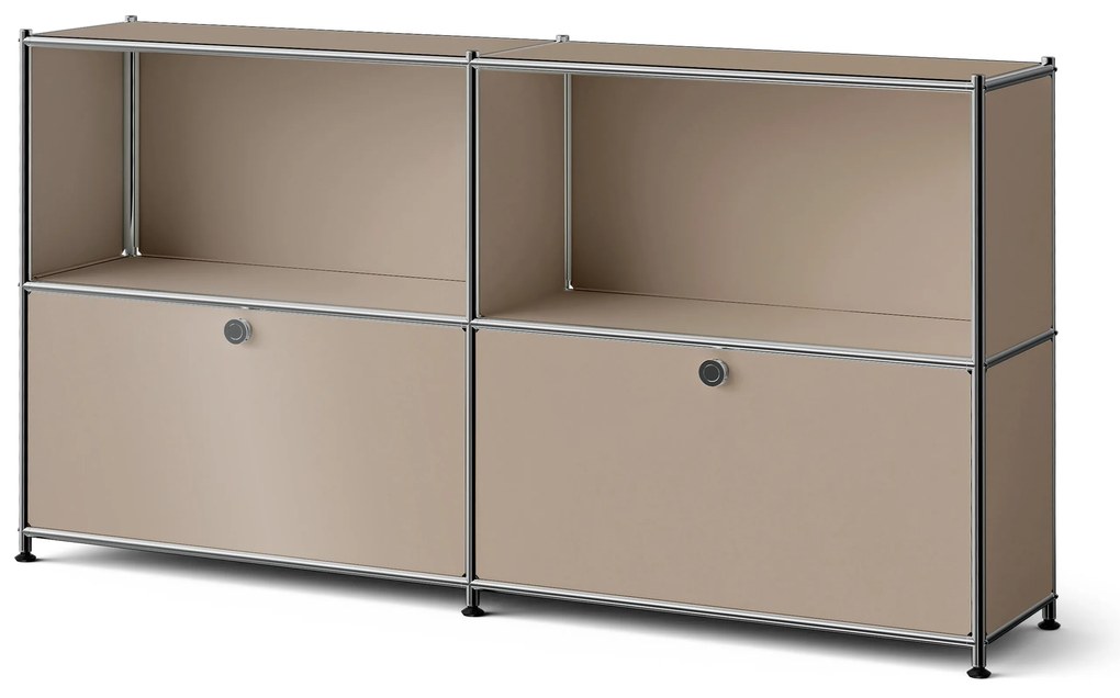 Kovový regál »CN3 Slim Line« s 2 nastaviteľnými výklopnými priečinkami, hnedosivý