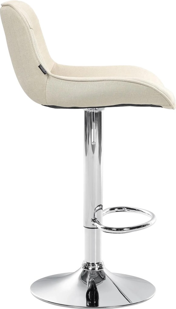 Barová stolička Vonore - látka, chróm rám - Krémová