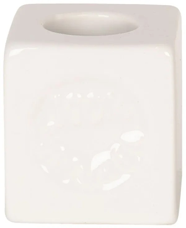 Biely keramický držiak na kefku - 4*4*4 cm