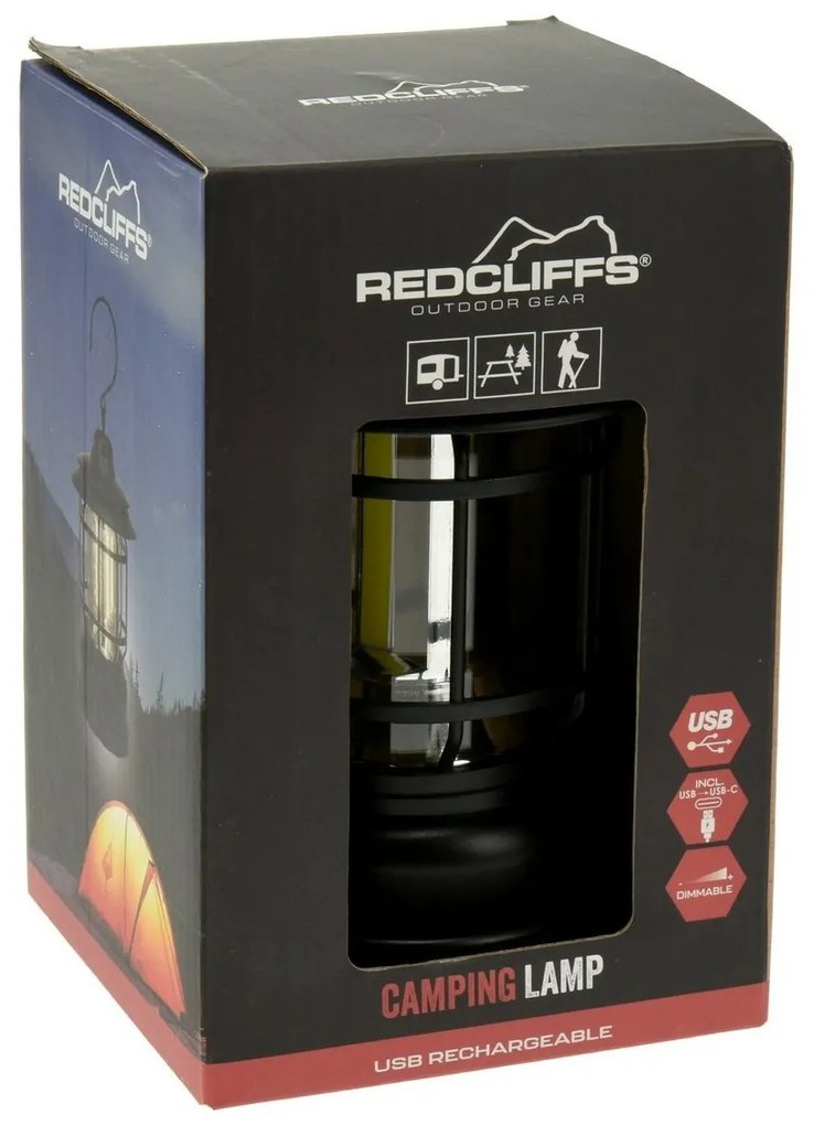 Redcliffs Závesné kempingové svietidlo, USB, 11,5 x 18 cm, stmievateľná