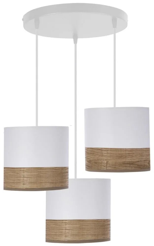 Luster na lanku BIANCO 3xE27/40W/230V biela/hnedá