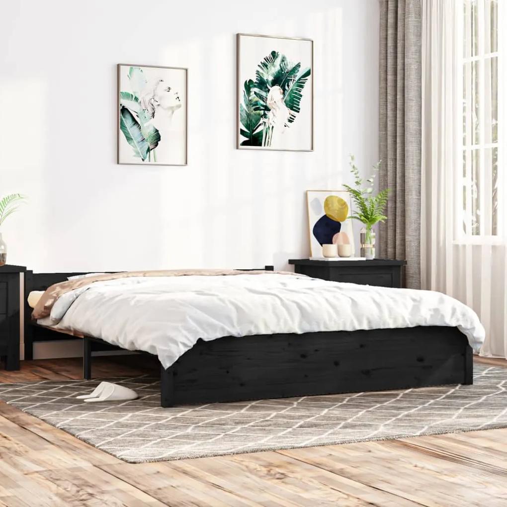 Rám postele čierny masívne drevo 140x190 cm