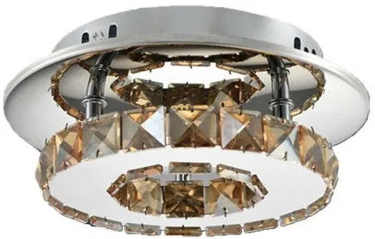 Toolight - LED krištáľová stropná lampa 20x20cm 8W APP407-C, chrómová, OSW-65005