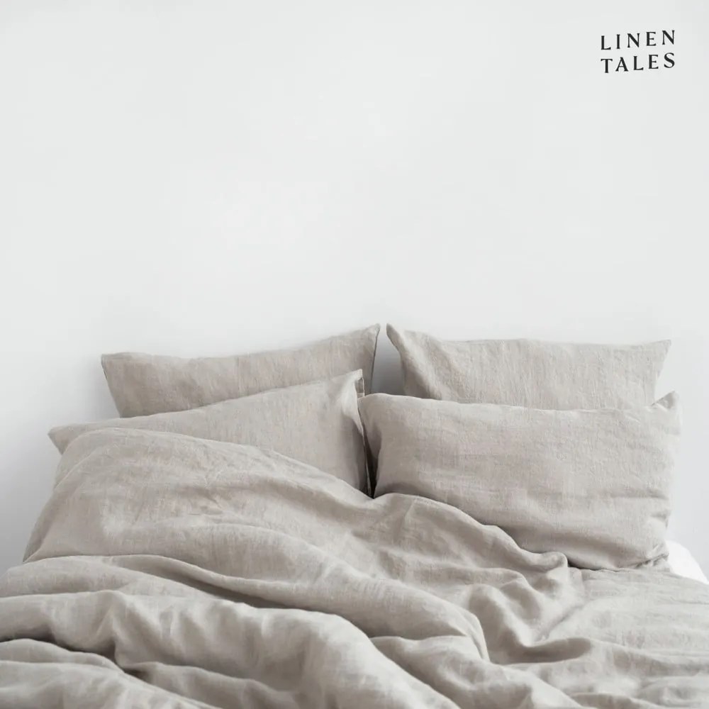 Krémové ľanové predĺžené obliečky na dvojlôžko 200x220 cm - Linen Tales