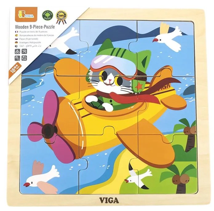 Drevené puzzle pre najmenších Viga 9 ks Lietadlo